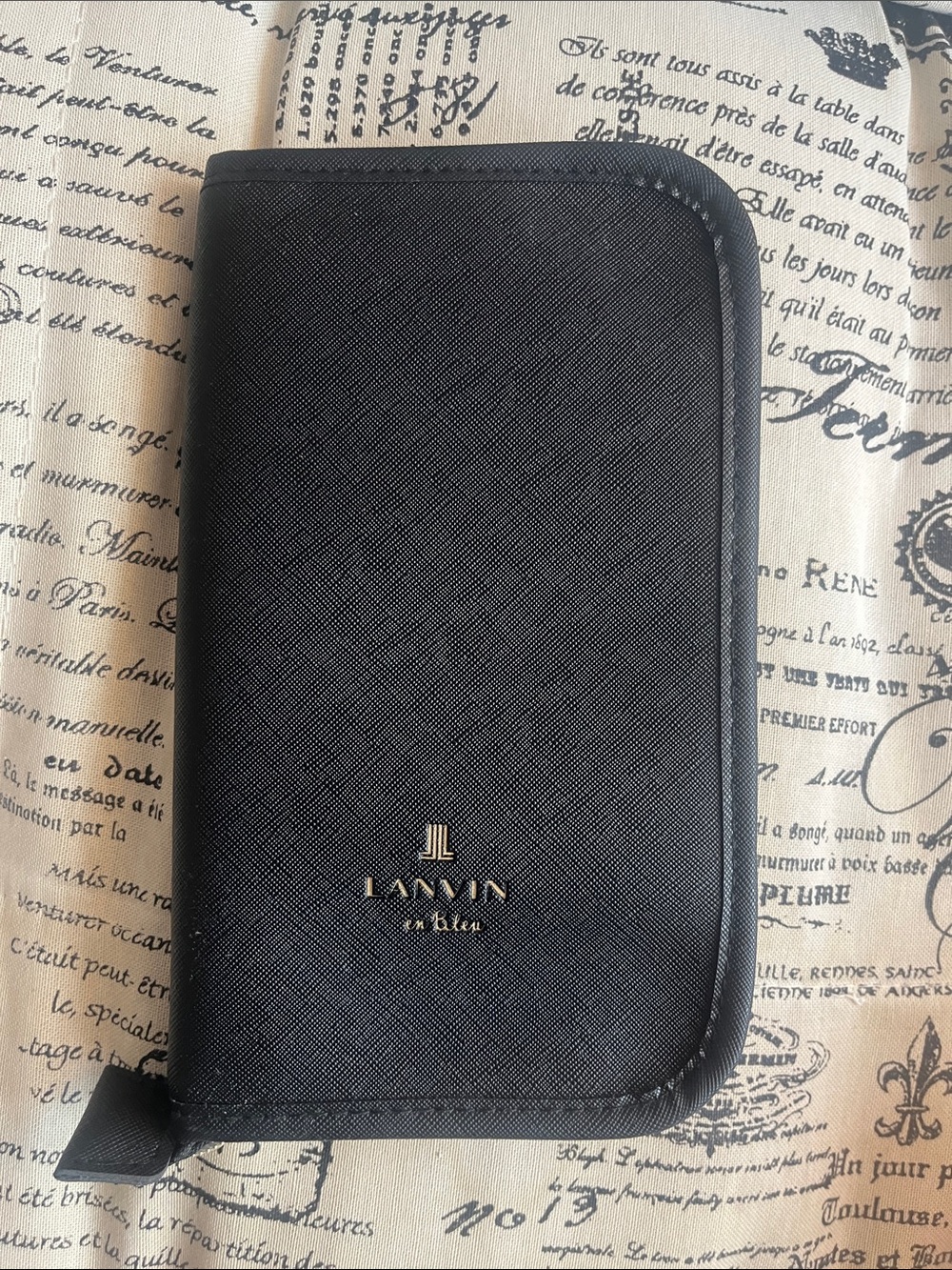Lanvin en Bleu Black Leather Zip Travel Case